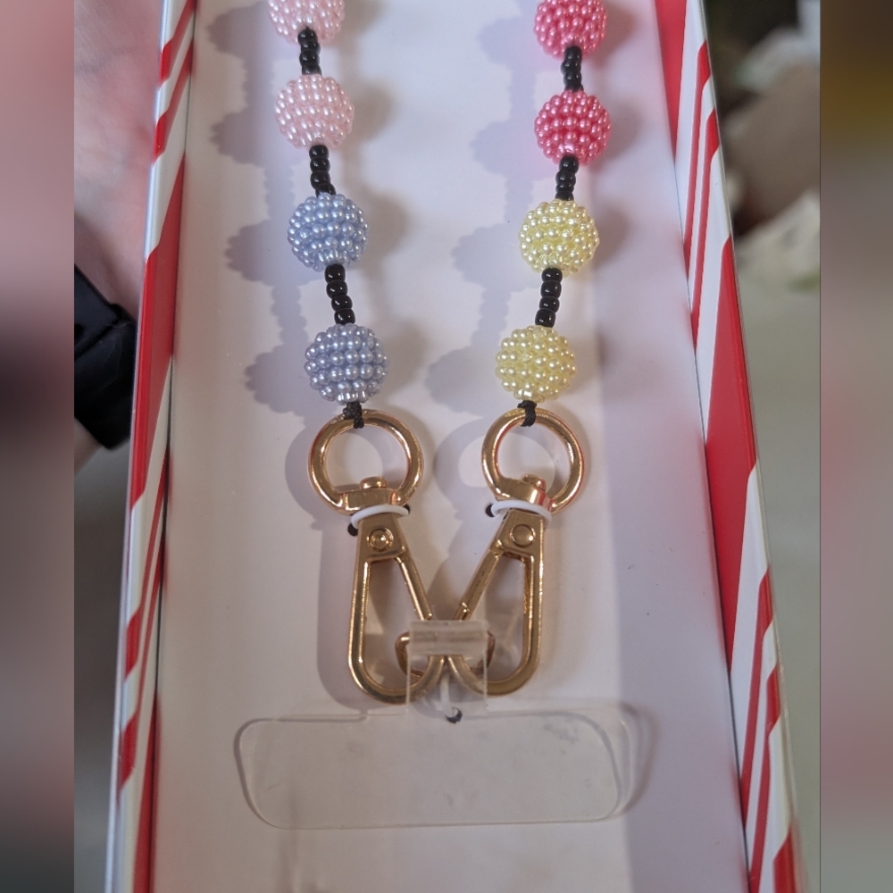 A new day Pink and Teal Beaded Phone Wristlet Strap NWT - Picture 3 of 4